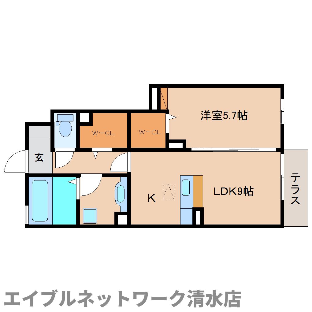 静岡市清水区木の下町のアパートの間取り