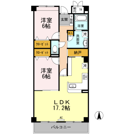 福山市南蔵王町のマンションの間取り