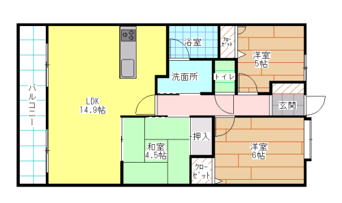 【北九州市戸畑区銀座のマンションの間取り】