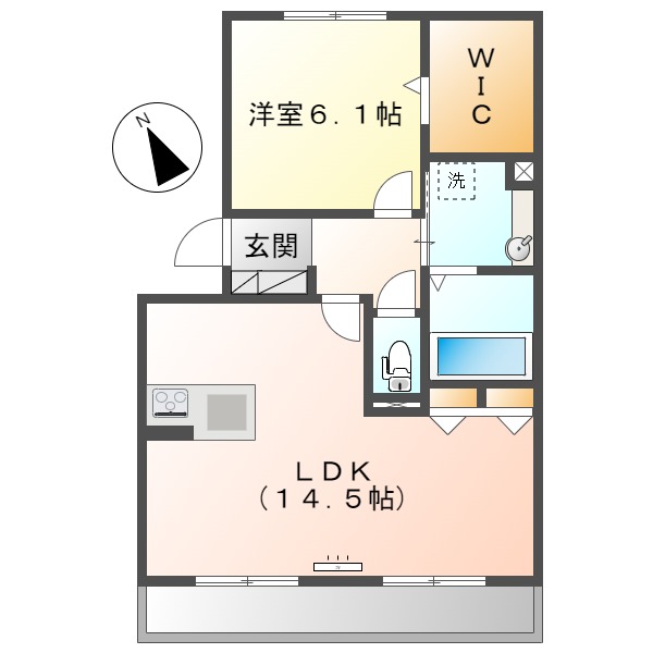 倉敷市児島稗田町のアパートの間取り