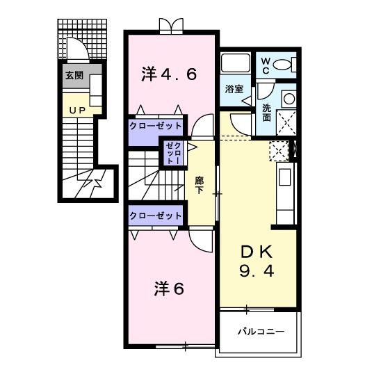 【新発田市西園町のアパートの間取り】