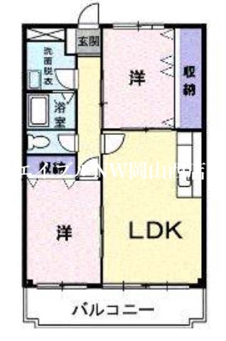 岡山市北区大安寺東町のマンションの間取り