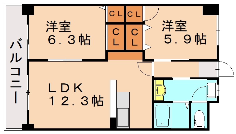 北九州市八幡西区力丸町のマンションの間取り