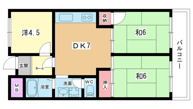 豊中市熊野町のマンションの間取り