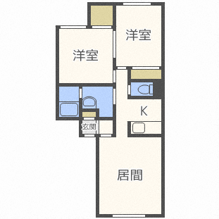 札幌市東区北三十条東のアパートの間取り