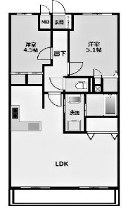 芦屋市春日町のマンションの間取り