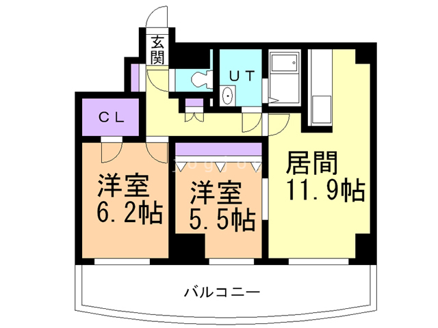 札幌市豊平区美園一条のマンションの間取り