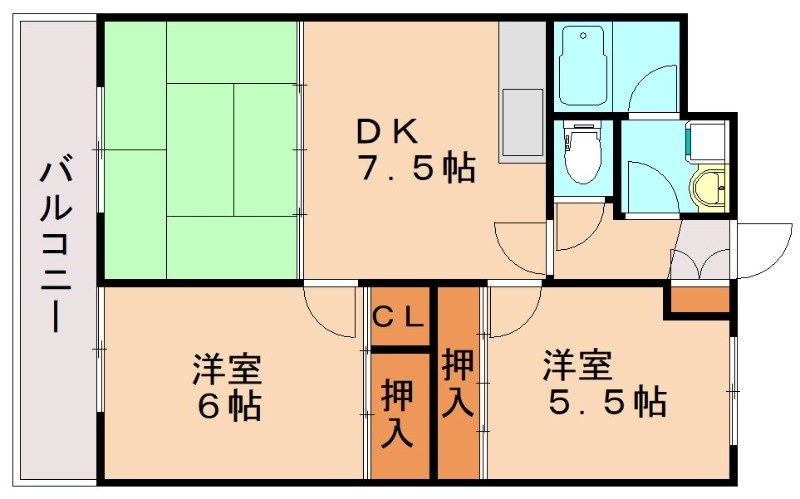 飯塚市西町のマンションの間取り