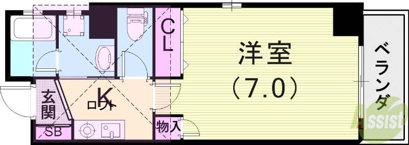 神戸市東灘区甲南町のマンションの間取り