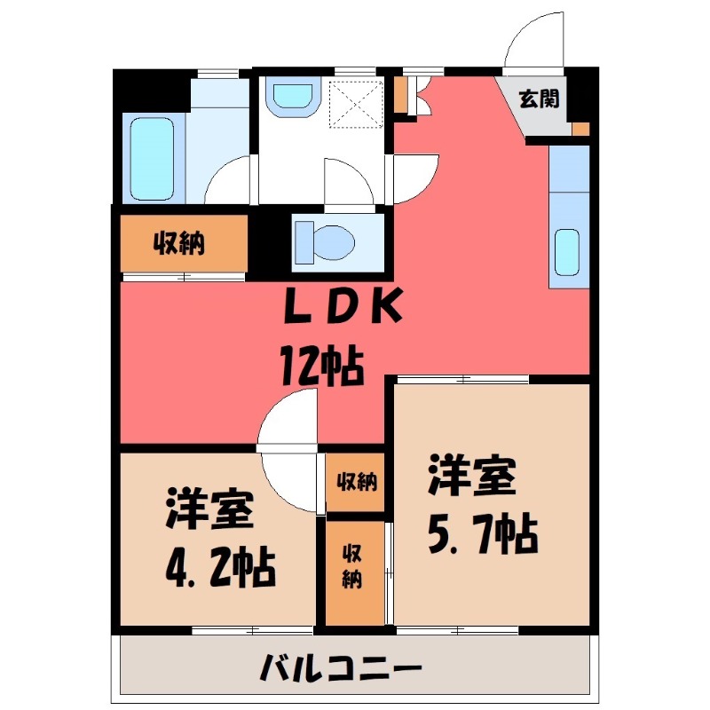 いせやハイツ　駅東通り　2LDKルームの間取り