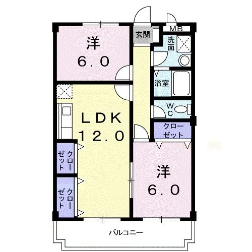 富山市中川原のマンションの間取り