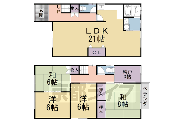 西野楳本町貸家の間取り写真
