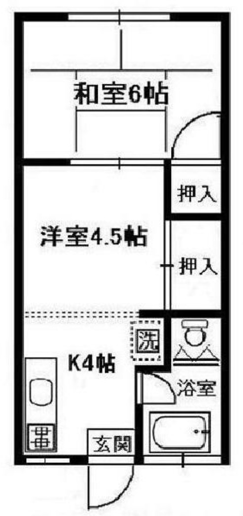 小田急小田原線 小田急相模原駅 徒歩9分 2階建 築48年の間取り写真