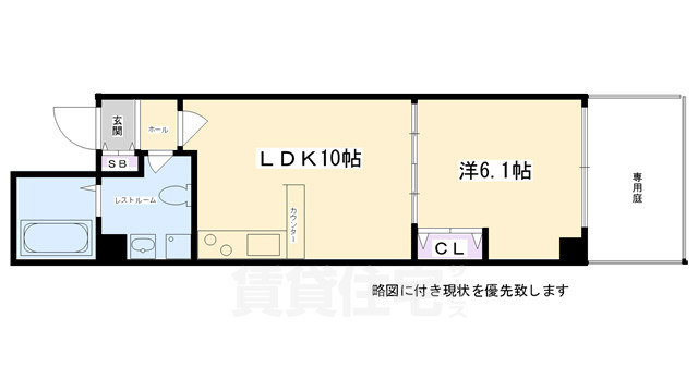 京阪鴨東線 神宮丸太町駅 徒歩7分 7階建 築22年の間取り写真