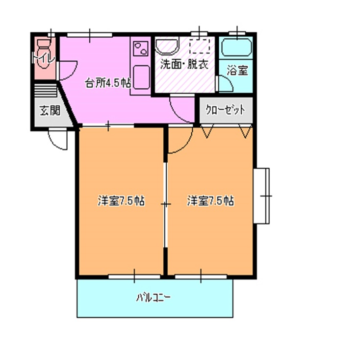 仙台市青葉区落合のアパートの間取り