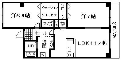 泉南市中小路のマンションの間取り