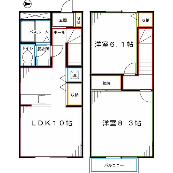 小平市学園東町のアパートの間取り