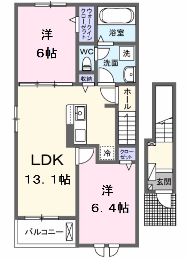 姫路市網干区興浜のアパートの間取り