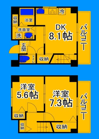 大阪市住吉区帝塚山西のマンションの間取り