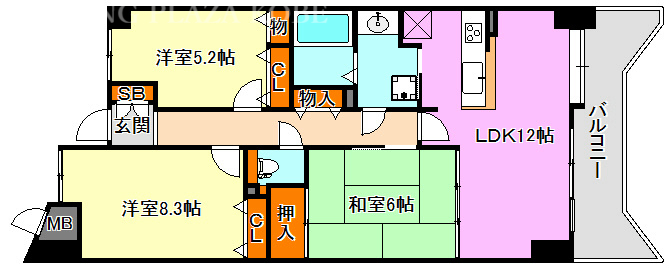 神戸市須磨区一ノ谷町のマンションの間取り