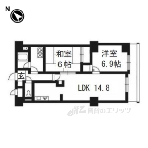 京都市南区吉祥院九条町のマンションの間取り