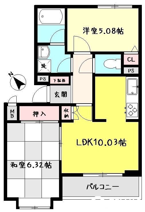 昭島市緑町のマンションの間取り