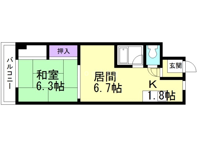 札幌市北区北四十条西のマンションの間取り