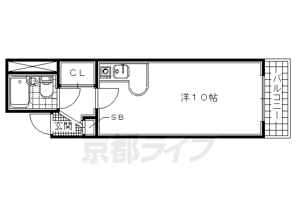 宇治市五ケ庄のマンションの間取り