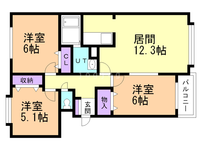 札幌市北区太平六条のマンションの間取り