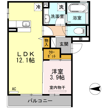 福山市手城町のアパートの間取り