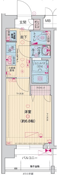 京都市下京区西七条石井町のマンションの間取り