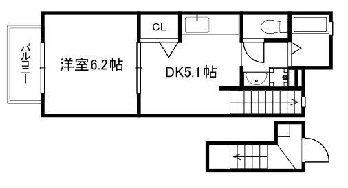 京都市右京区西院松井町のアパートの間取り