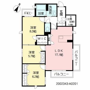 熊本市中央区新屋敷のアパートの間取り