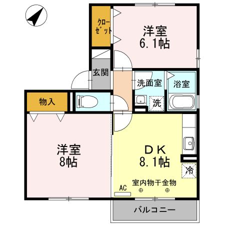 名張市希央台５番町のアパートの間取り