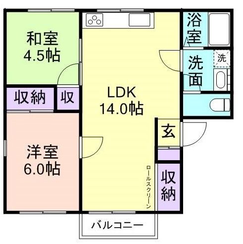 和歌山市野崎のアパートの間取り