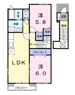 安芸高田市吉田町吉田のアパートの間取り