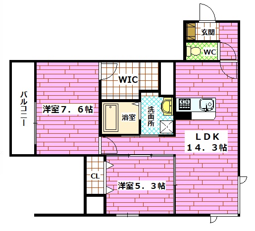 【広島市安佐南区中筋のマンションの間取り】