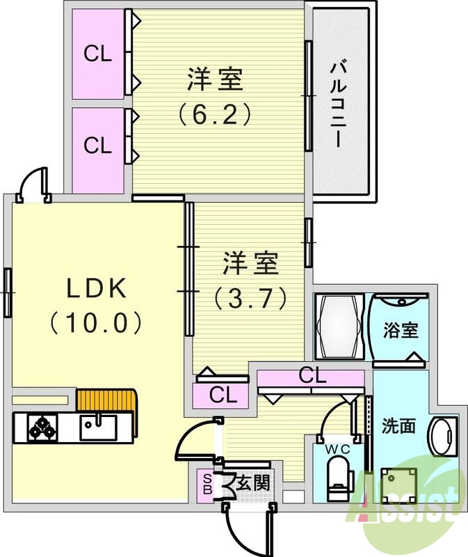 神戸市長田区大谷町のアパートの間取り