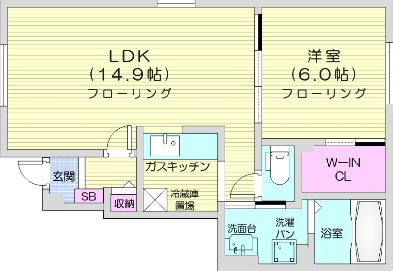 札幌市北区南あいの里のアパートの間取り