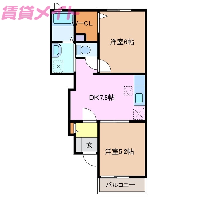 いなべ市大安町石榑東のアパートの間取り