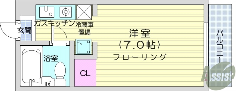 仙台市若林区畳屋丁のアパートの間取り