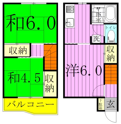 ウエストサンドB棟の間取り