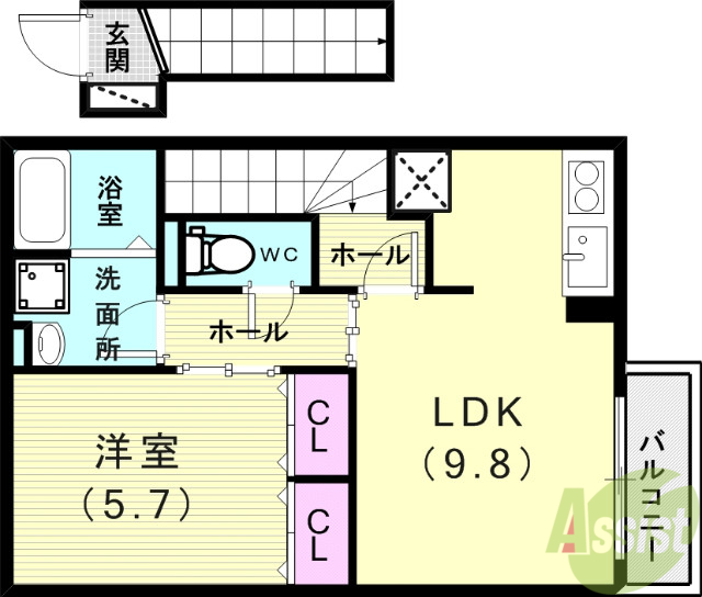 神戸市垂水区下畑町のアパートの間取り