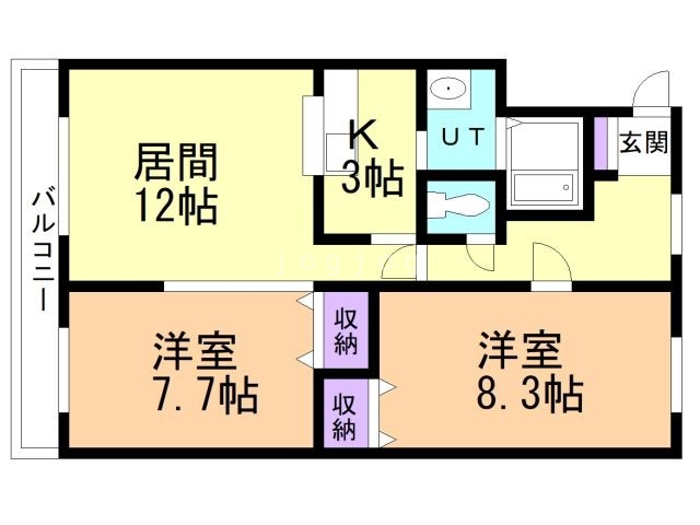 札幌市北区屯田七条のマンションの間取り