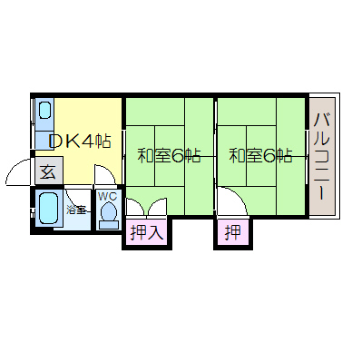 緑ヶ丘コーポラス2号棟の間取り