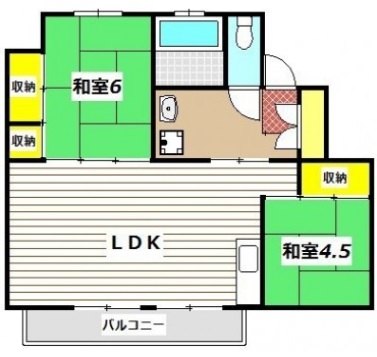 菊池市豊間のアパートの間取り