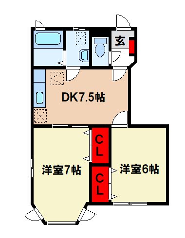 太宰府市朱雀のアパートの間取り