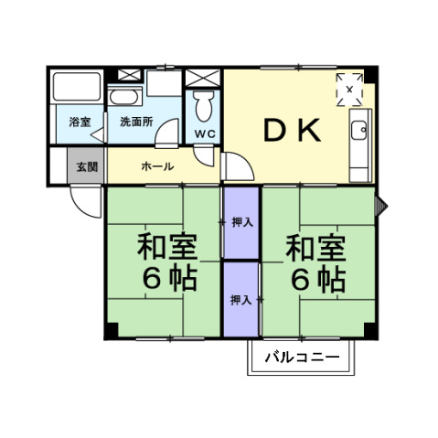 廿日市市上の浜のアパートの間取り