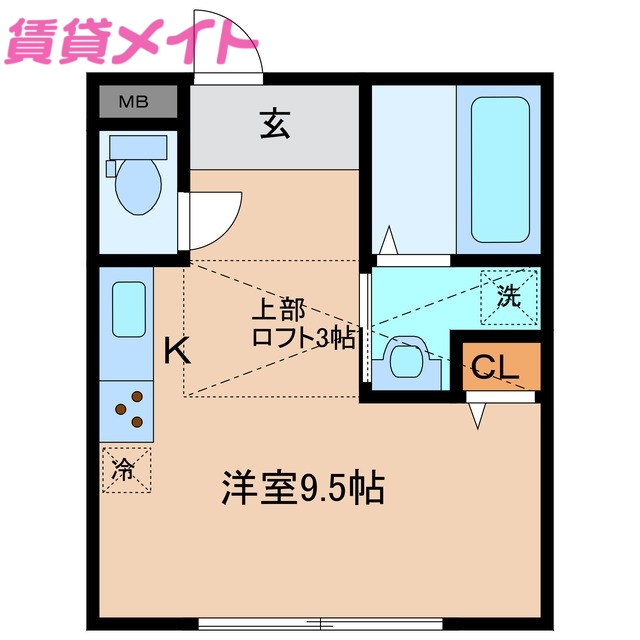 四日市市西富田町のアパートの間取り