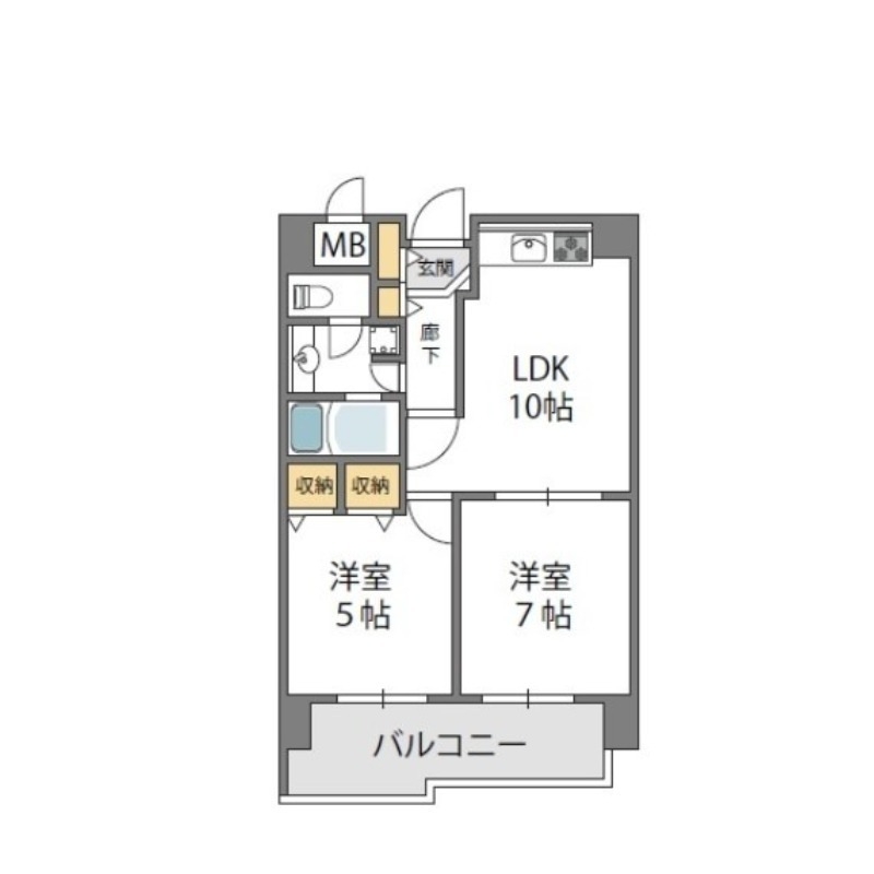 大阪市東淀川区東中島のマンションの間取り